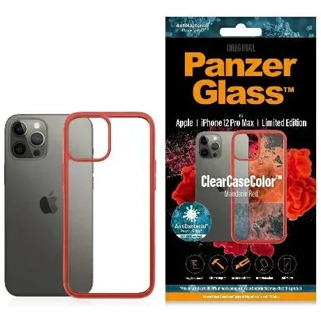 PanzerGlass Protective Case for Apple iPhone 12 Pro Max, Transparency / Red Frame