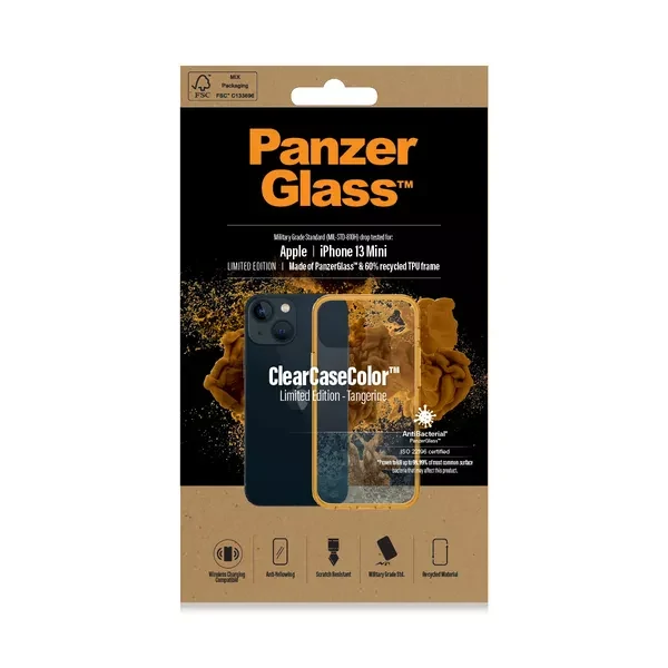 PanzerGlass Protective Case for Apple iPhone 13 Mini, Transparency / Yellow Frame thumb