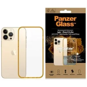PanzerGlass Protective Case for Apple iPhone 13 Pro Max, Transparent / Mustard Yellow-Frame