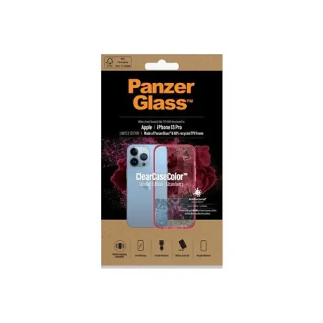 PanzerGlass Protective Case for Apple iPhone 13 Pro, Transparency / Strawberry Frame