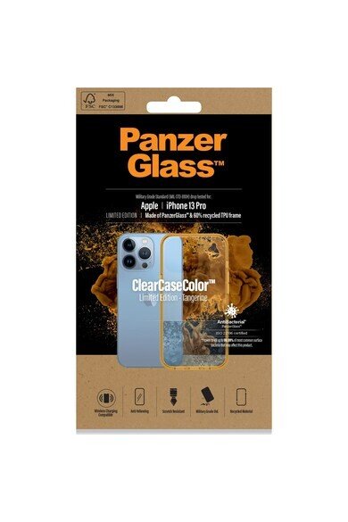 PanzerGlass Protective Case for Apple iPhone 13 Pro, Transparency / Yellow-Mustard Frame thumb