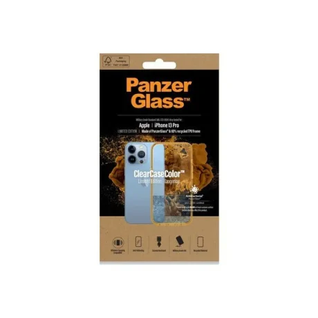 PanzerGlass Protective Case for Apple iPhone 13 Pro, Transparency / Yellow-Mustard Frame