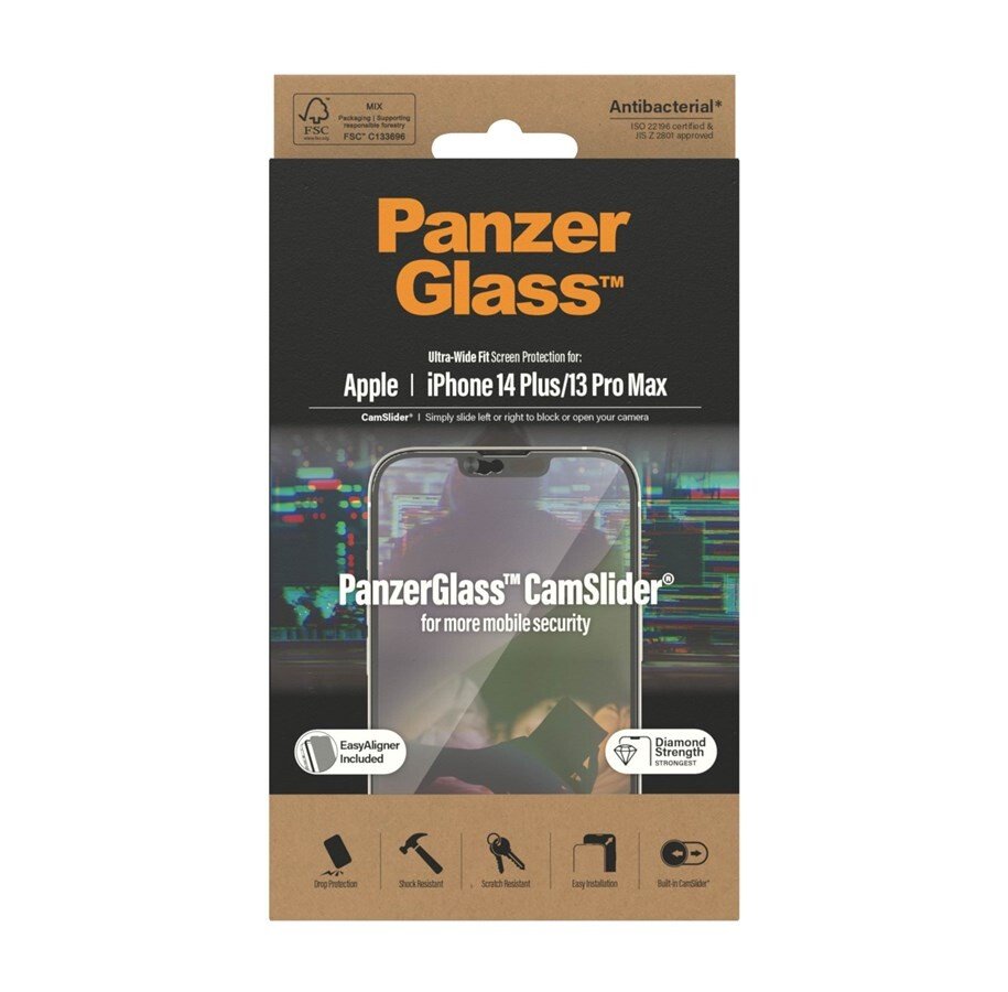 PanzerGlass Screen Protector with Swarovski Crystals for Apple iPhone 13 Pro Max, Transparency / Black Frame thumb
