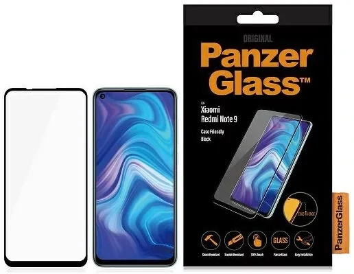 Xiaomi Redmi Note 9 PanzerGlass Glass Screen Protector Transparency / Black Frame thumb