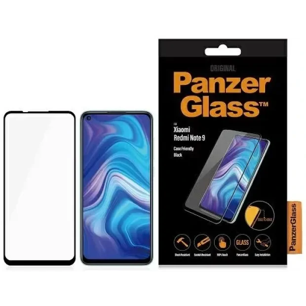 Xiaomi Redmi Note 9 PanzerGlass Glass Screen Protector Transparency / Black Frame