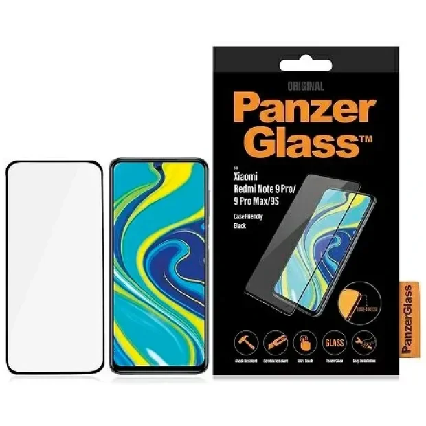 Xiaomi Redmi Note 9 Pro / 9 Pro Max / 9S PanzerGlass Glass Screen Protector Transparency / Black Frame