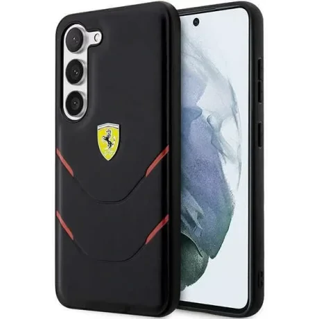 Husa spate Hard Ferrari Hot Stamp Lines pentru Samsung Galaxy S23 Negru