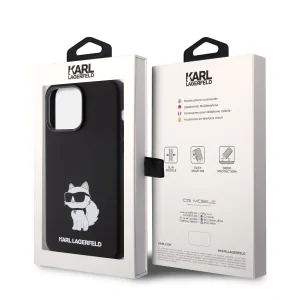 Karl Lagerfeld Liquid Silicone Choupette NFT Zadni Kryt pro iPhone 15 Pro Black