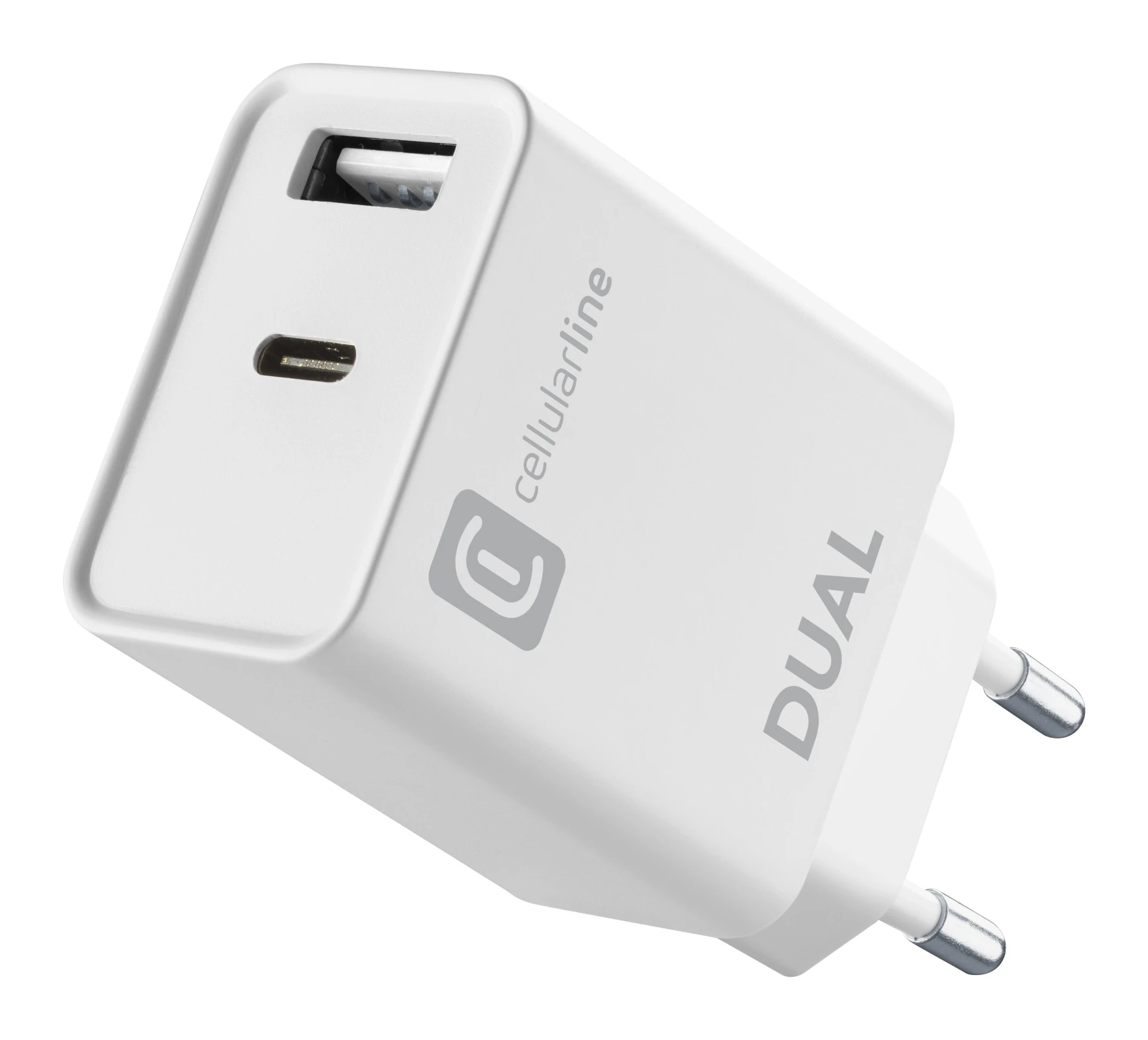 Incarcator Priza Cellularline Power USB-A/USB-C 20W Alb ACHIPHUSB2PD20W thumb