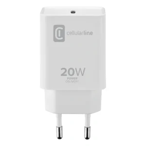 Incarcator Priza Cellularline Fast Charger 1XUSB-C 20W Alb ACHIPHUSBCPD20WW
