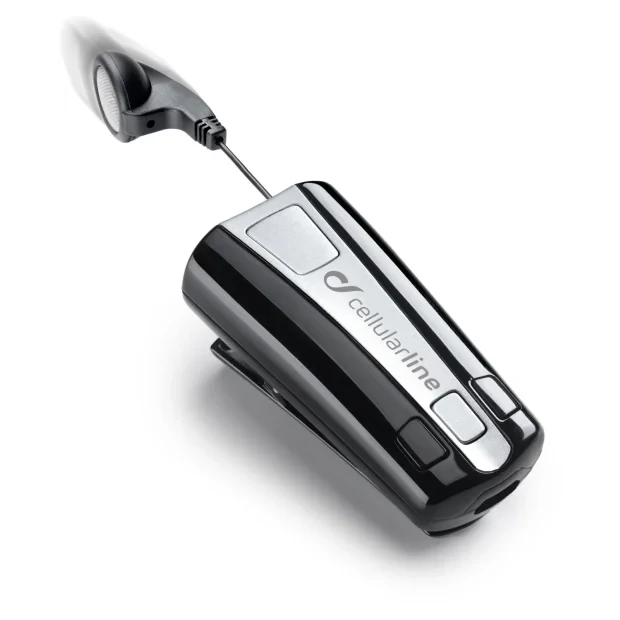 Cellularline BTCLIPARDP casca audio &amp; casca cu microfon Casti Fara fir In ureche Masina Bluetooth Negru, Argint