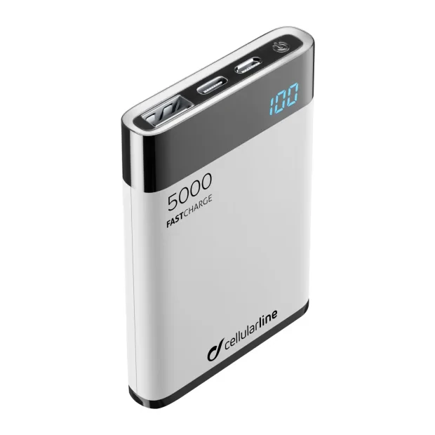 Cellularline FREEPMANTA5HD Polimer Litiu (LiPo) 5000 mAh Gri, Alb
