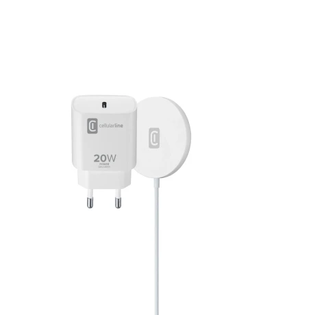 Cellularline Mag Kit Casti, Smartphone, Ceas smart Alb AC, USB Incarcare fara fir De interior