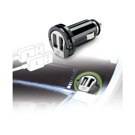 Cellularline MICROCBRUSBDUAL2A incarcatoare pentru dispozitive mobile Universala Negru Bricheta electrica de bord Auto