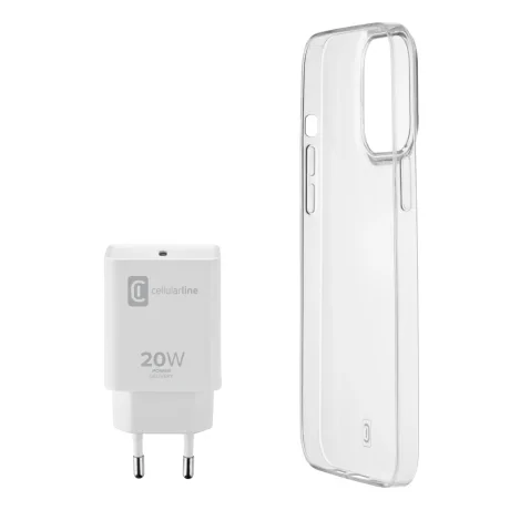 Cellularline Starter Kit carcasa pentru telefon mobil 17 cm (6.7&quot;) Coperta Transparente, Alb