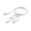 Cellularline USBDATA3IN1MFITYCW cabluri pentru telefoanele mobile Alb 1,2 m Micro-USB, USB -C, Lightning USB A