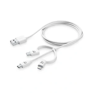 Cellularline USBDATA3IN1MFITYCW cabluri pentru telefoanele mobile Alb 1,2 m Micro-USB, USB -C, Lightning USB A