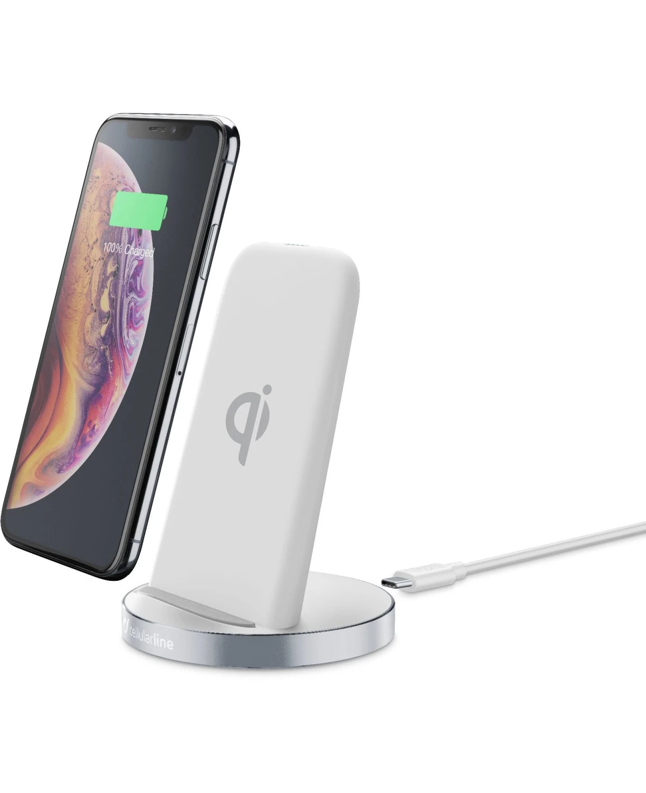 Cellularline WIRELESTANDIPHW incarcatoare pentru dispozitive mobile Smartphone Alb AC, USB Incarcare rapida De interior thumb