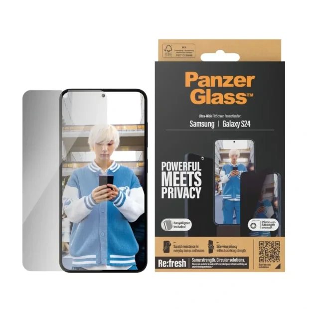 Folie Sticla Privacy PanzerGlass Safe UWF pentru Samsung Galaxy S24, negru