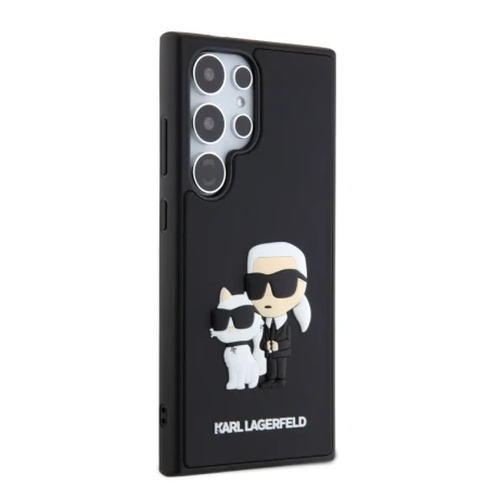 Husa Cover Karl Lagerfeld 3D Rubber Karl&amp;Choupette pentru Samsung Galaxy S24 Ultra, Negru