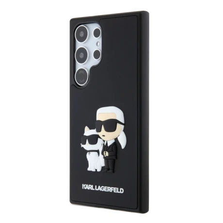 Husa Cover Karl Lagerfeld 3D Rubber Karl&amp;Choupette pentru Samsung Galaxy S24 Ultra, Negru