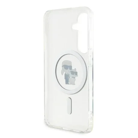 Husa cover Karl Lagerfeld IML Glitter Karl and Choupette MagSafe pentru Samsung Galaxy S24, Transparent