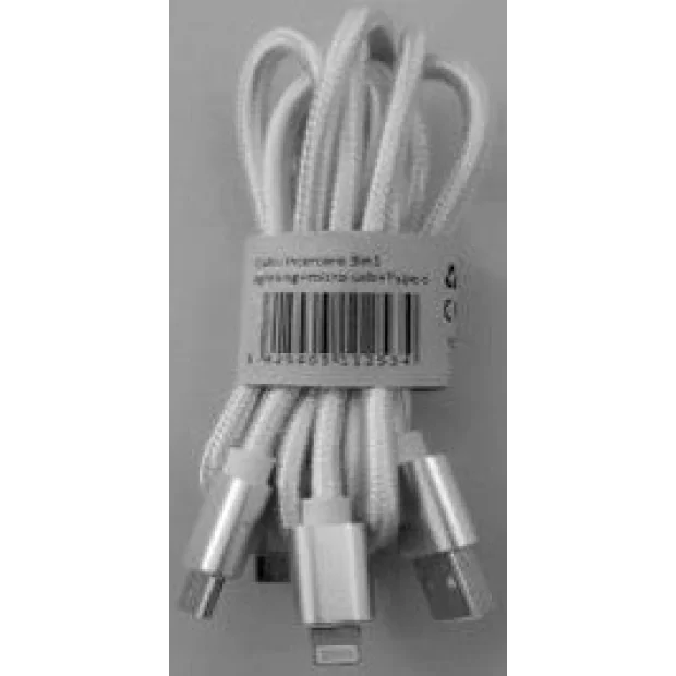 CABLU INCARCARE 3IN 1 ALB 1M bulk