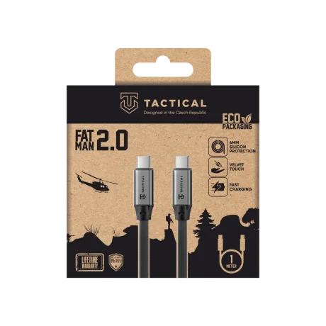 Cablu USB-C/USB-C Tactical Fat Man 2.0, 1m, gri