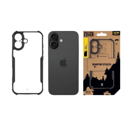 Husa Tactical Quantum Stealth pentru Apple iPhone 17, transparenta/neagra