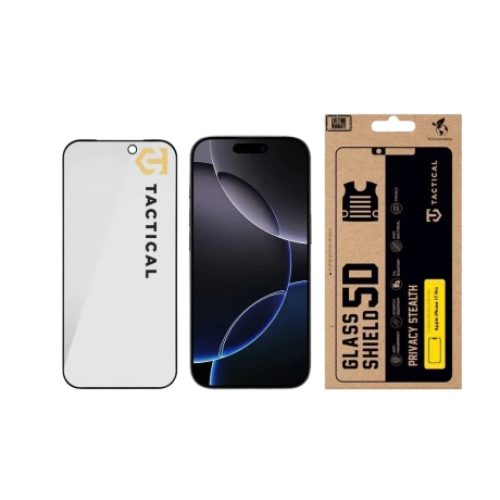 Protectie tactica din sticla, protectie pentru confidentialitate, Stealth 5D, pentru Apple iPhone 17 Pro, neagra