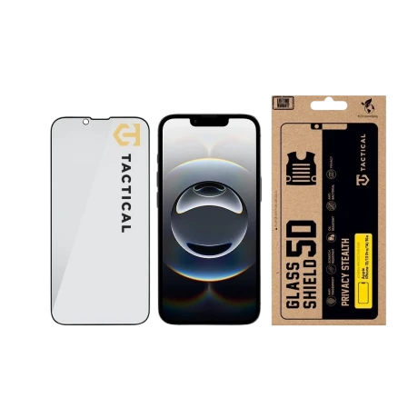Protectie tactica din sticla, tip „Sticla de confidentialitate Stealth 5D”, pentru Apple iPhone 13/13 Pro/14/16e/17e, neagra