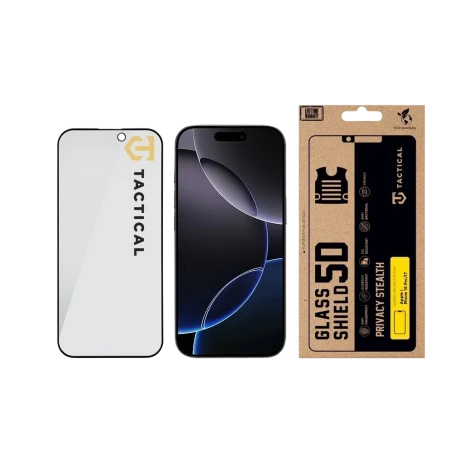 Protectie tactica din sticla, tip „Sticla de confidentialitate Stealth 5D”, pentru Apple iPhone 16 Pro/17, neagra