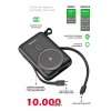 Acumulator extern SWISSTEN 10000 mAh 22.5W (compatibil Magsafe) cu cabluri USB-C și LIGHTNING încorporate 