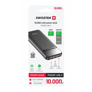 Acumulator extern SWISSTEN 10000 mAh POWER LINE II NEGRU