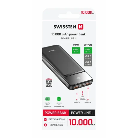 Acumulator extern SWISSTEN 10000 mAh POWER LINE II NEGRU