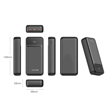 Acumulator extern SWISSTEN 20000 mAh POWER LINE II NEGRU