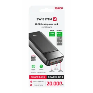Acumulator extern SWISSTEN 20000 mAh POWER LINE II NEGRU
