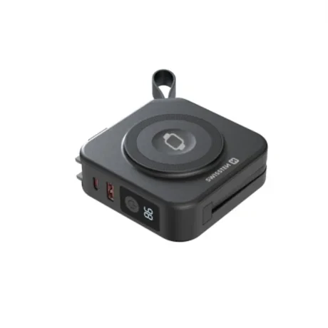Acumulator extern SWISSTEN ALL-IN-ONE PRO cu mufe interschimbabile (SUA, UE, Marea Britanie) 10000 mAh 20W Negru