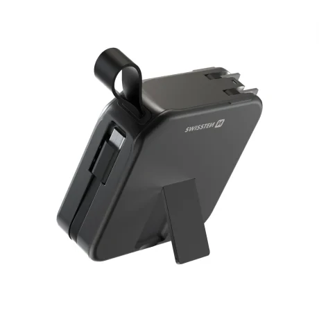 Acumulator extern SWISSTEN ALL-IN-ONE PRO cu mufe interschimbabile (SUA, UE, Marea Britanie) 10000 mAh 20W Negru