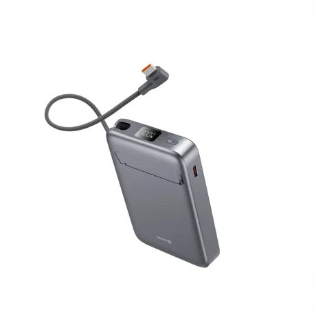 Acumulator extern SWISSTEN MagSafe Qi2 10000 mAh 15W cu cablu USB-C încorporat, negru