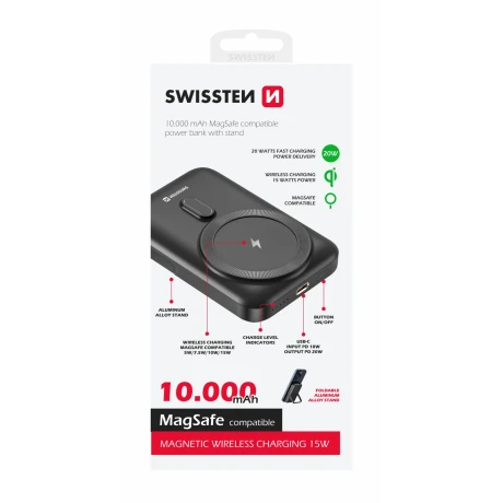 Acumulator extern SWISSTEN PD 20W (compatibil cu MagSafe) 10000mAh