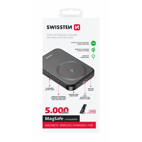 Acumulator extern SWISSTEN PD 20W (compatibil cu MagSafe) 5000mAh