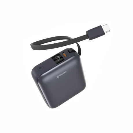 Acumulator extern SWISSTEN SPACE 10000 mAh, 35W cu cablu USB-C încorporat, argintiu