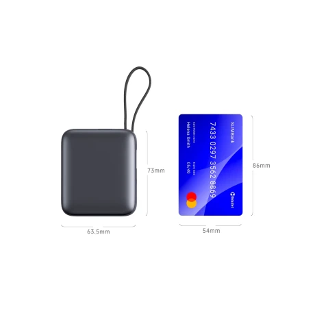 Acumulator extern SWISSTEN SPACE 10000 mAh cu cabluri USB-C și Lightning Silver încorporate