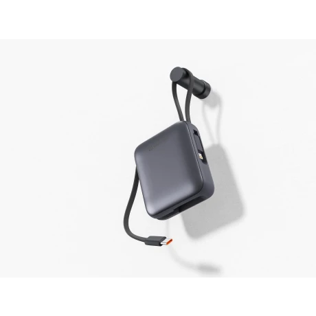 Acumulator extern SWISSTEN SPACE 10000 mAh cu cabluri USB-C și Lightning Silver încorporate