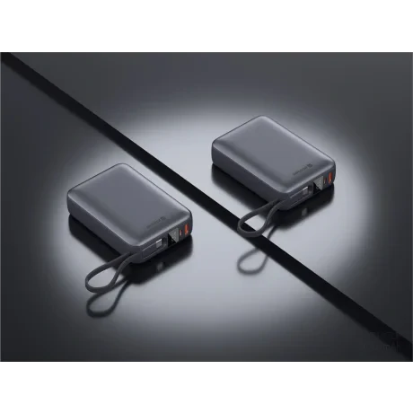 Acumulator extern SWISSTEN SPACE 20000 mAh 45W cu cablu USB-C încorporat, argintiu