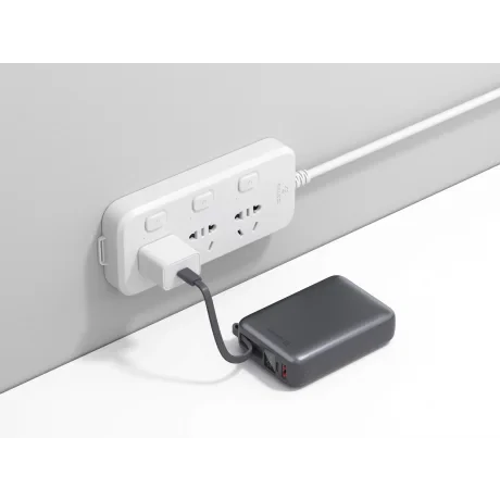 Acumulator extern SWISSTEN SPACE 20000 mAh 45W cu cablu USB-C încorporat, argintiu