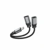 ADAPTOR AUDIO ÎNCĂRCARE SWISSTEN TEXTILE LIGHTNING (mascul) / 2x LIGHTNING (femelă) 0.12 M NEGRU