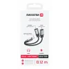 ADAPTOR AUDIO ÎNCĂRCARE SWISSTEN TEXTILE LIGHTNING (mascul) / 2x LIGHTNING (femelă) 0.12 M NEGRU