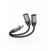 ADAPTOR AUDIO ÎNCĂRCARE SWISSTEN TEXTILE USB-C (mascul) / USB-C (femelă) și AUX 3.5mm 0.12 M NEGRU